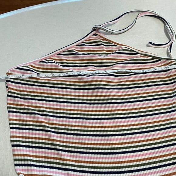 PULL&BEAR Women's Stripe Multicolor Halter-Neck Culotte Jumpsuit - Picture 6 of 13